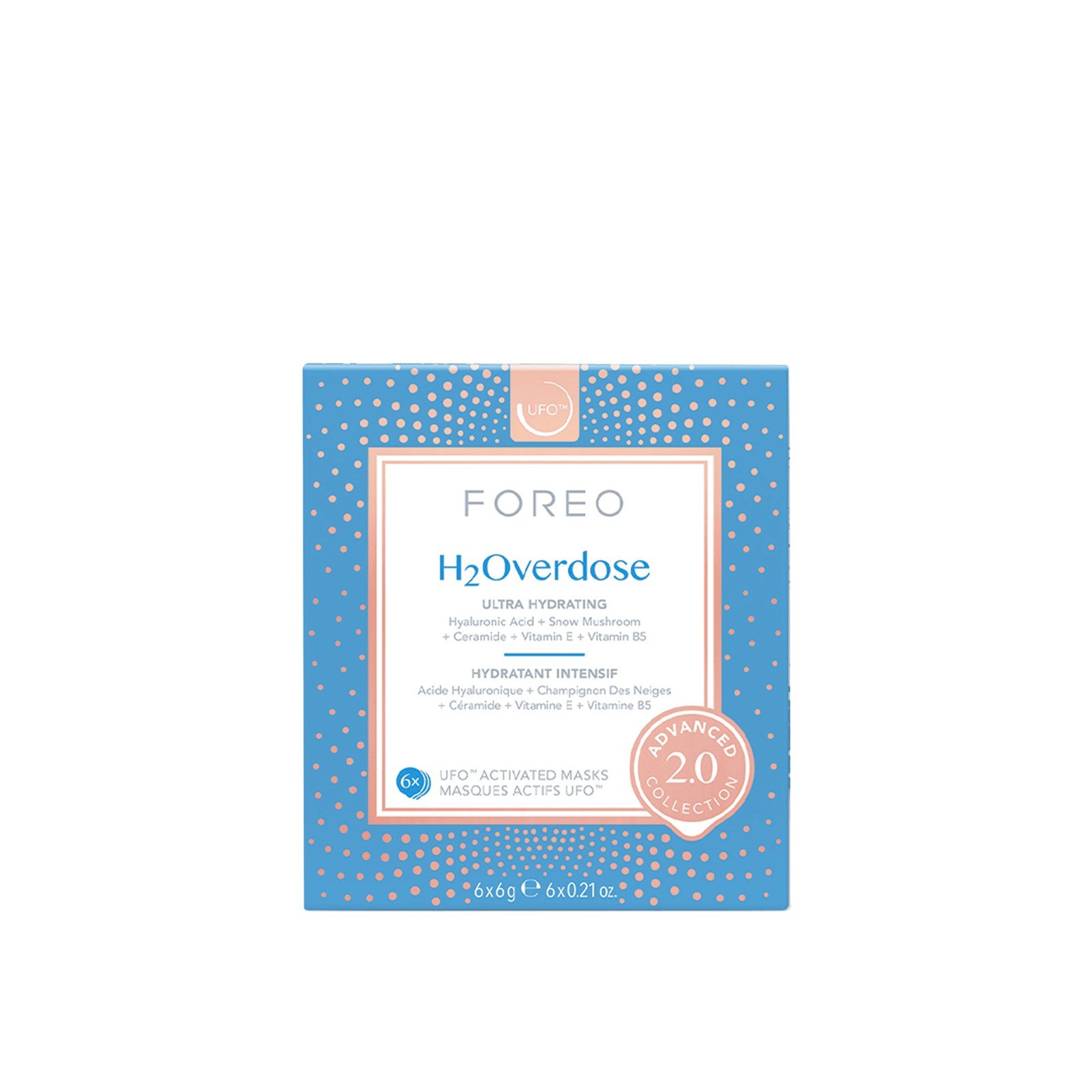 FOREO UFO™ Aktivierende Gesichtsmaske H2Overdose 2.0 6x6g: Produktbild