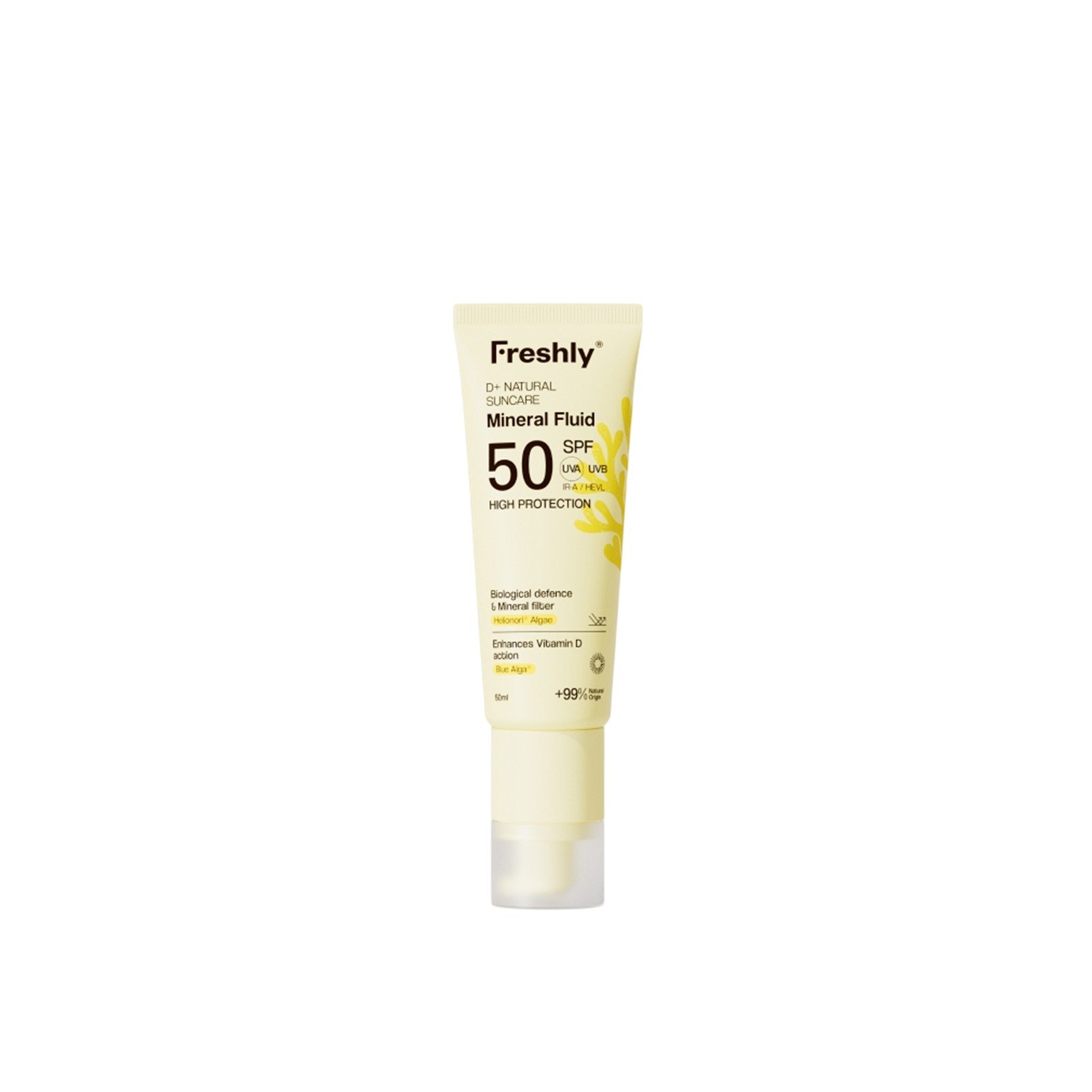 Freshly Cosmetics D+ Natural Suncare Mineralisches Sonnenschutzfluid SPF50 50ml: Produktbild