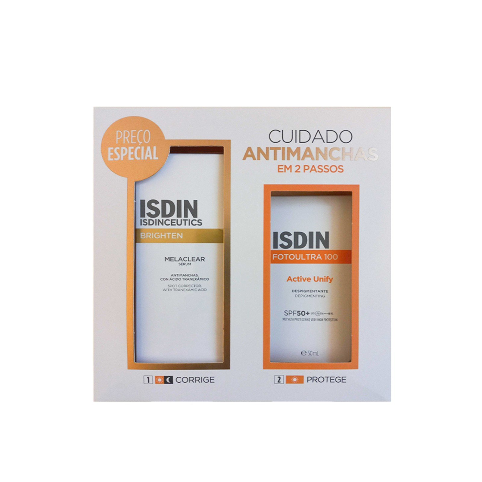 ISDINCEUTICS Brighten Melaclear Serum Dunkle Flecken 30ml + FotoUltra 100 Active Unify Fusion Fluid SPF50+ 50ml: product photo