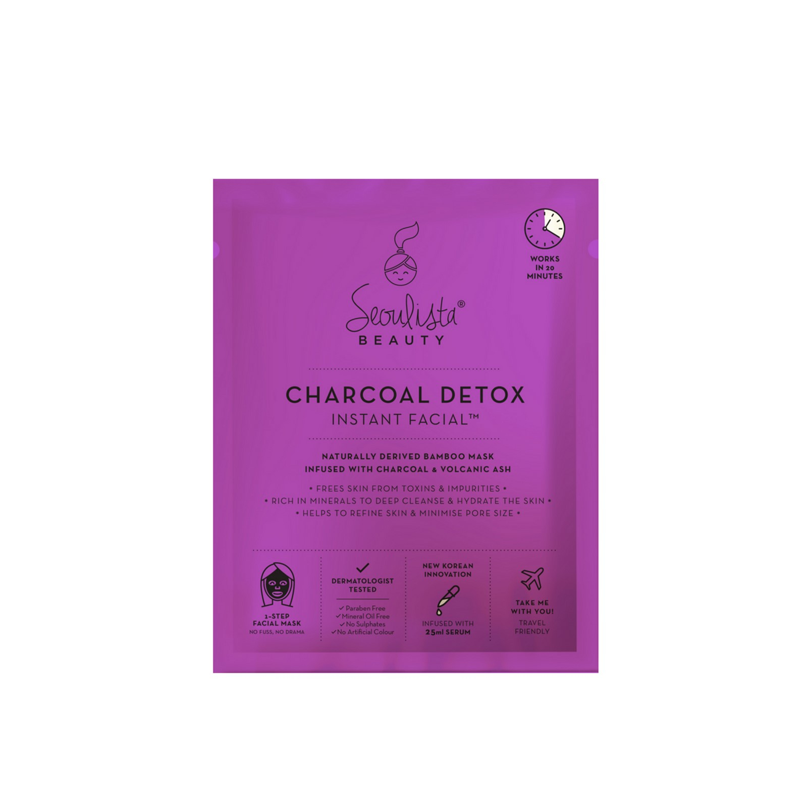 Seoulista Beauty Charcoal Detox Sofort-Gesichtstuchmaske 25ml: product photo