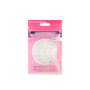 Brushworks Clear Flexi Elastic Hair Bands x100