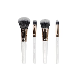 Brushworks Travel Makeup Brush White & Gold Set