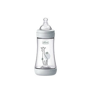 Chicco Perfect 5 Intui-Flow System زجاجة رضاعة بلاستيكية للأطفال خالية من مادة BPA تدفق متوسط 2m+ Grey 240ml
