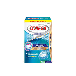 Corega Bio-Active Oxygen Pastillas Limpiadoras de Prótesis Dentales x66