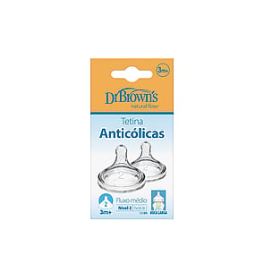 Dr. Brown's Options+ Medium Flow Wide-Neck Baby Bottle Silicone Nipple 3m+ x2