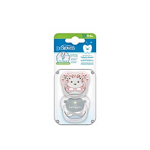 Dr. Brown's PreVent Animal Faces Pacifier 0-6m Hedgehog x2