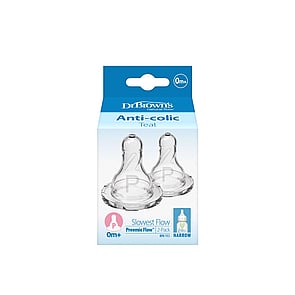 Dr. Brown's Slowest Preemie Flow Narrow Baby Bottle Silicone Nipple 0m+ x2