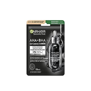 Garnier Skin Active Mascarilla Facial en Tejido AHA + BHA con Carbón 28g (0.99oz)