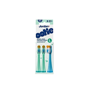 Jordan Ootie Gentle Cleaning Toothbrush Refill Heads L Green/Blue 6-12 Years x3