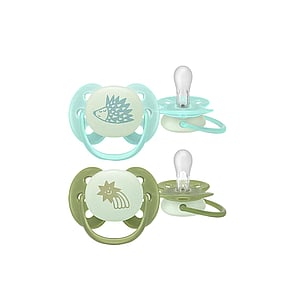 Philips Avent Ultra Soft Nighttime Pacifier 0-6m Boy x2