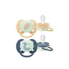 Philips Avent Ultra Soft Nighttime Pacifier 6-18m Boy x2