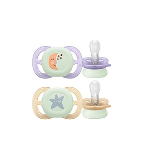 Philips Avent Chupete Nocturno Ultra Start 0-2m Morado/Amarillo x2