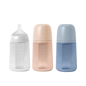 Suavinex Selection SX Pro Mamadeira de silicone anticólica Fluxo médio +3m Cores suaves 240ml x1