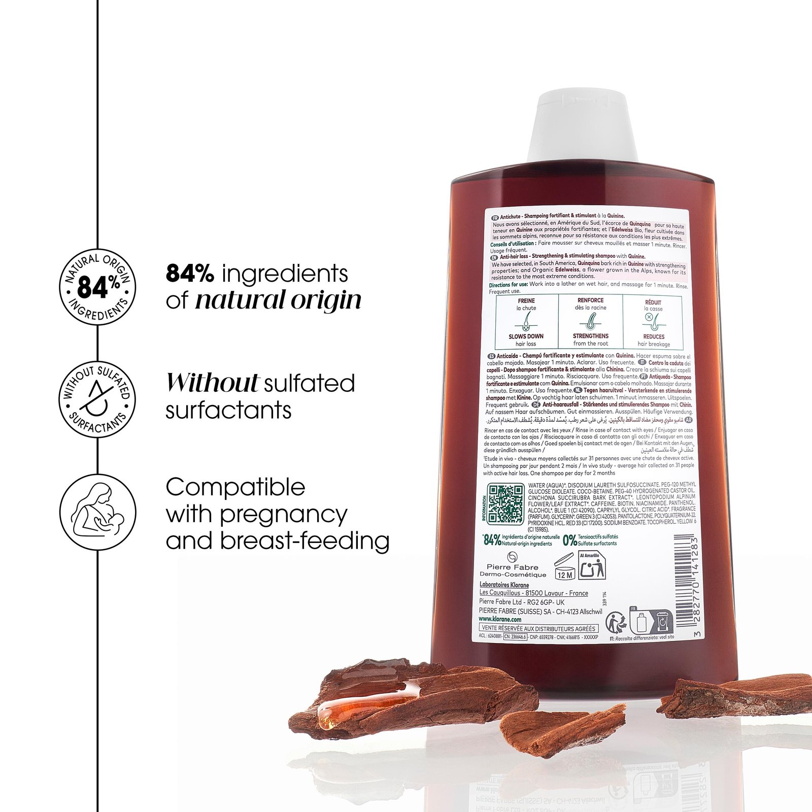 Klorane Strengthening Shampoo for Hair Loss & Thinning 400ml