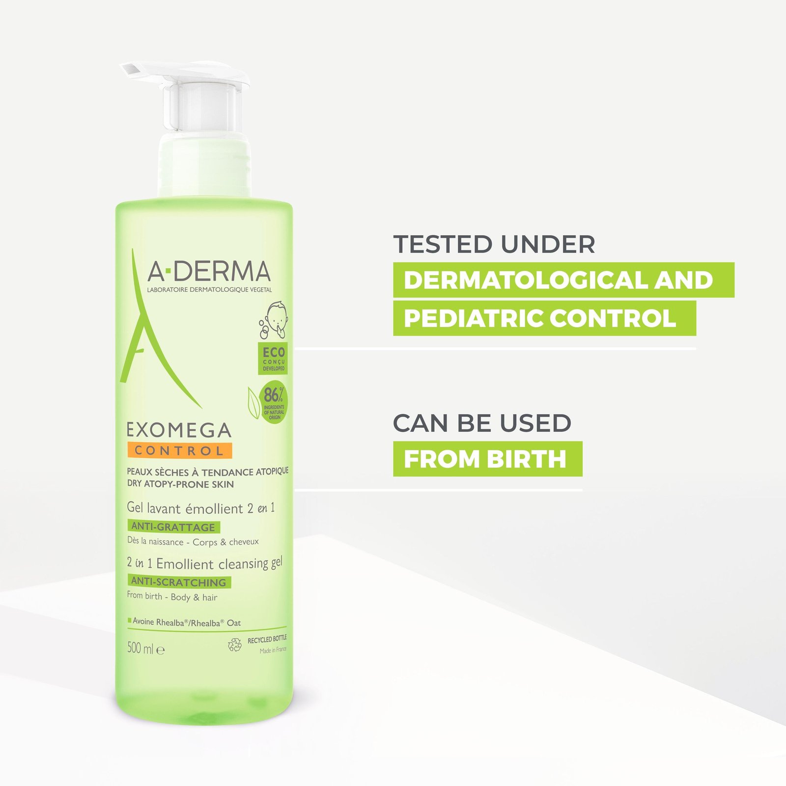 A-Derma Exomega Control Emollient Cleansing Gel 500ml (16.91floz)
