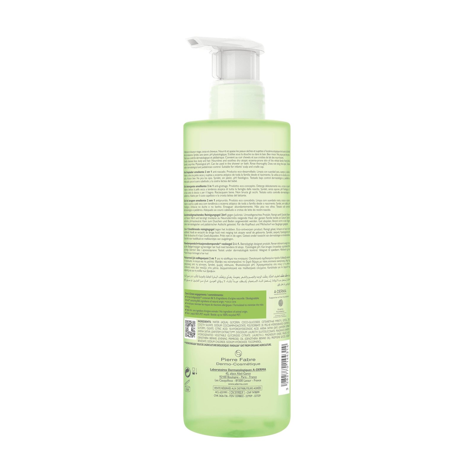 A-Derma Exomega Control Emollient Cleansing Gel 500ml (16.91floz)
