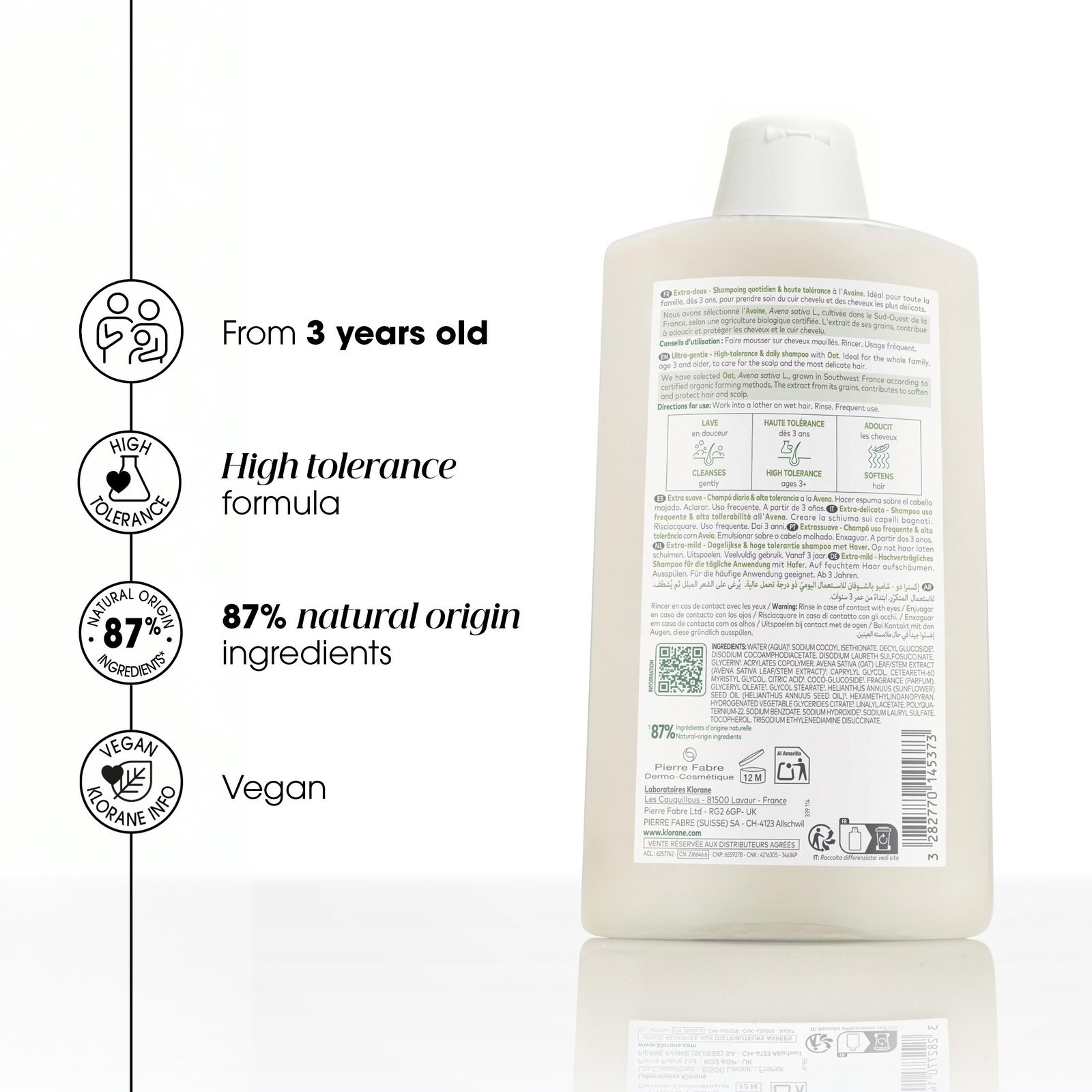 Klorane Ultra-Gentle Shampoo with Oat Milk 400ml (13.53floz)