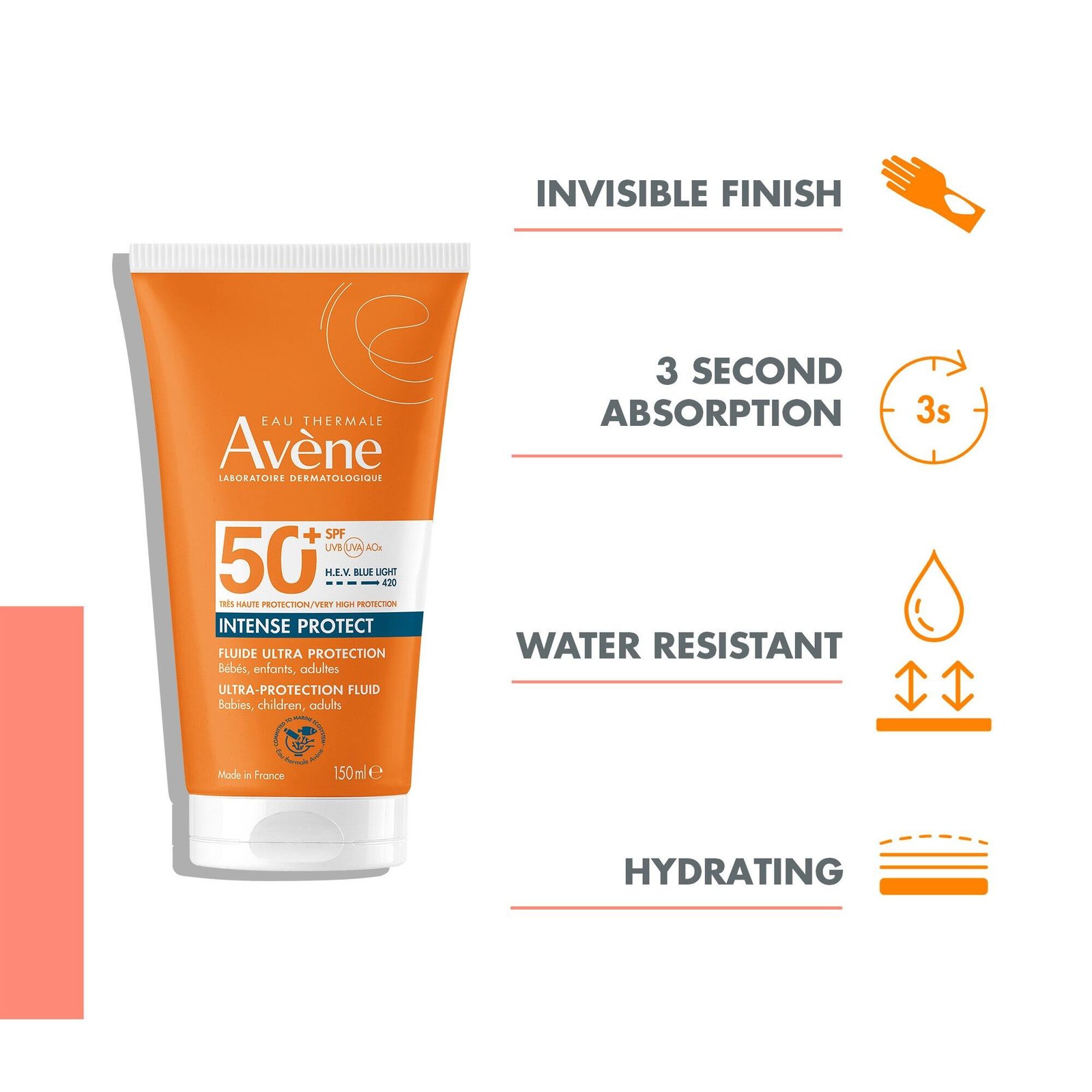 Avène Sun Intense Protect Fluid Fragrance-Free SPF50+ Sunscreen 150ml
