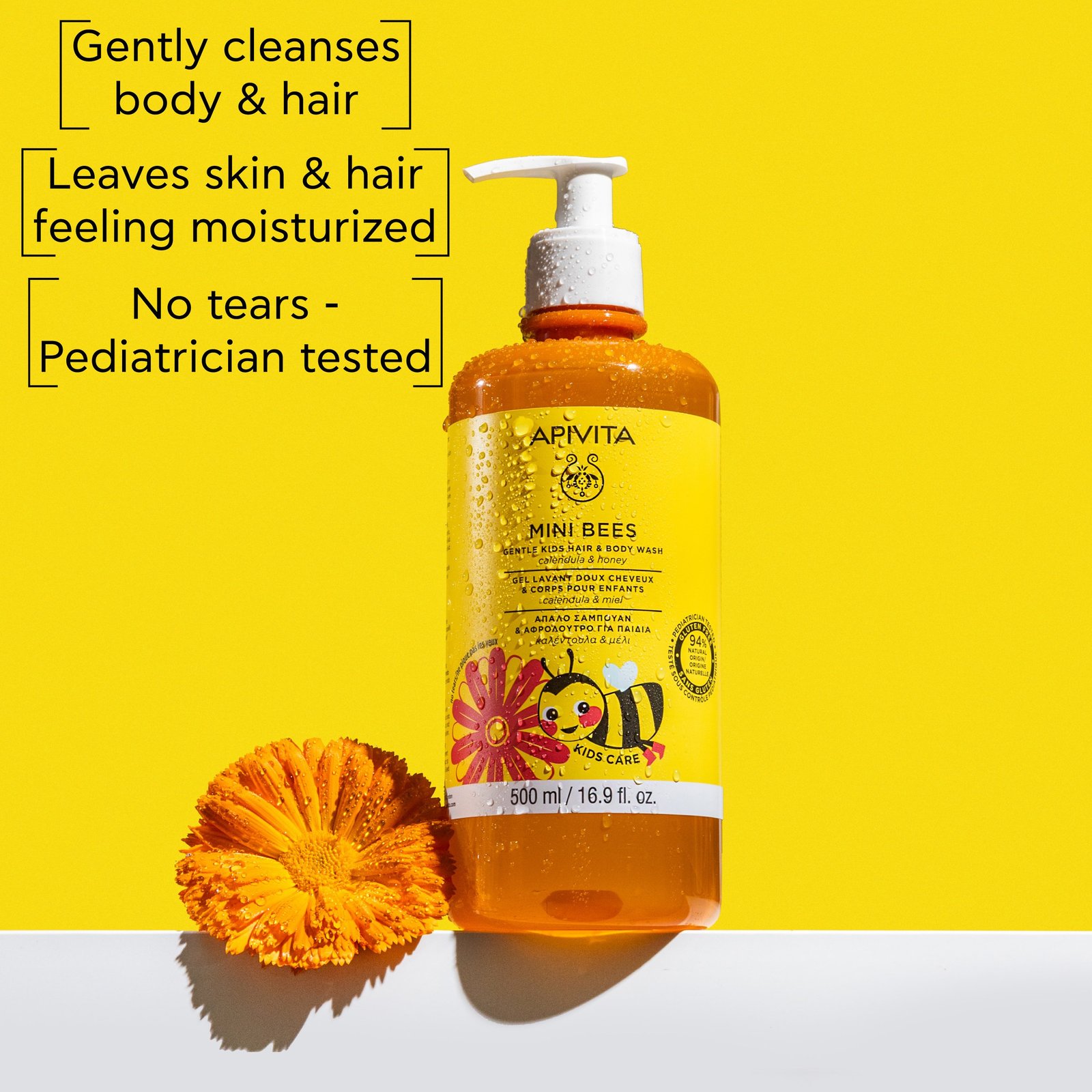 APIVITA Mini Bees Gentle Kids Hair & Body Wash Calendula & Honey 500ml (16.9floz)