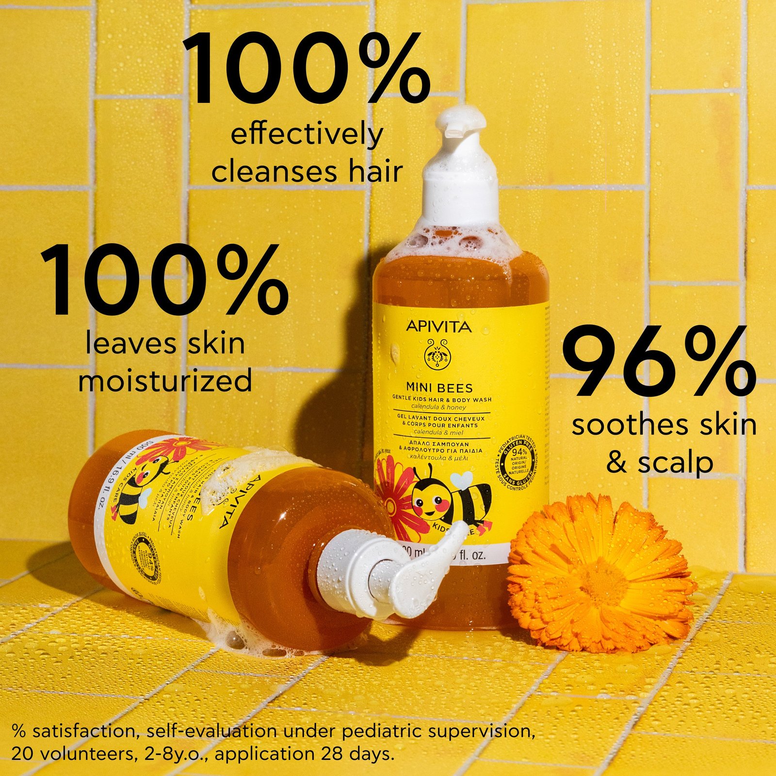 APIVITA Mini Bees Gentle Kids Hair & Body Wash Calendula & Honey 500ml (16.9floz)