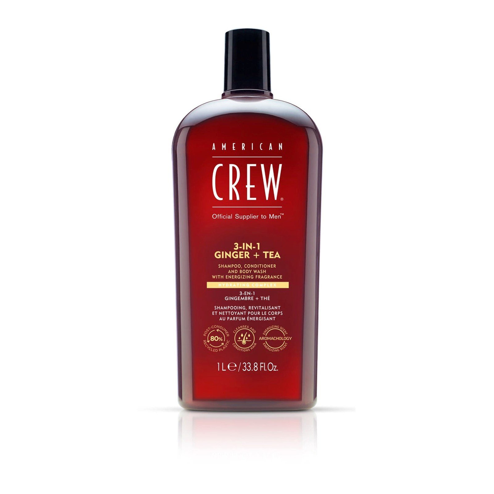 American Crew 3-In-1 Ginger + Tea Shampoo, Conditioner and Body Wash 1L