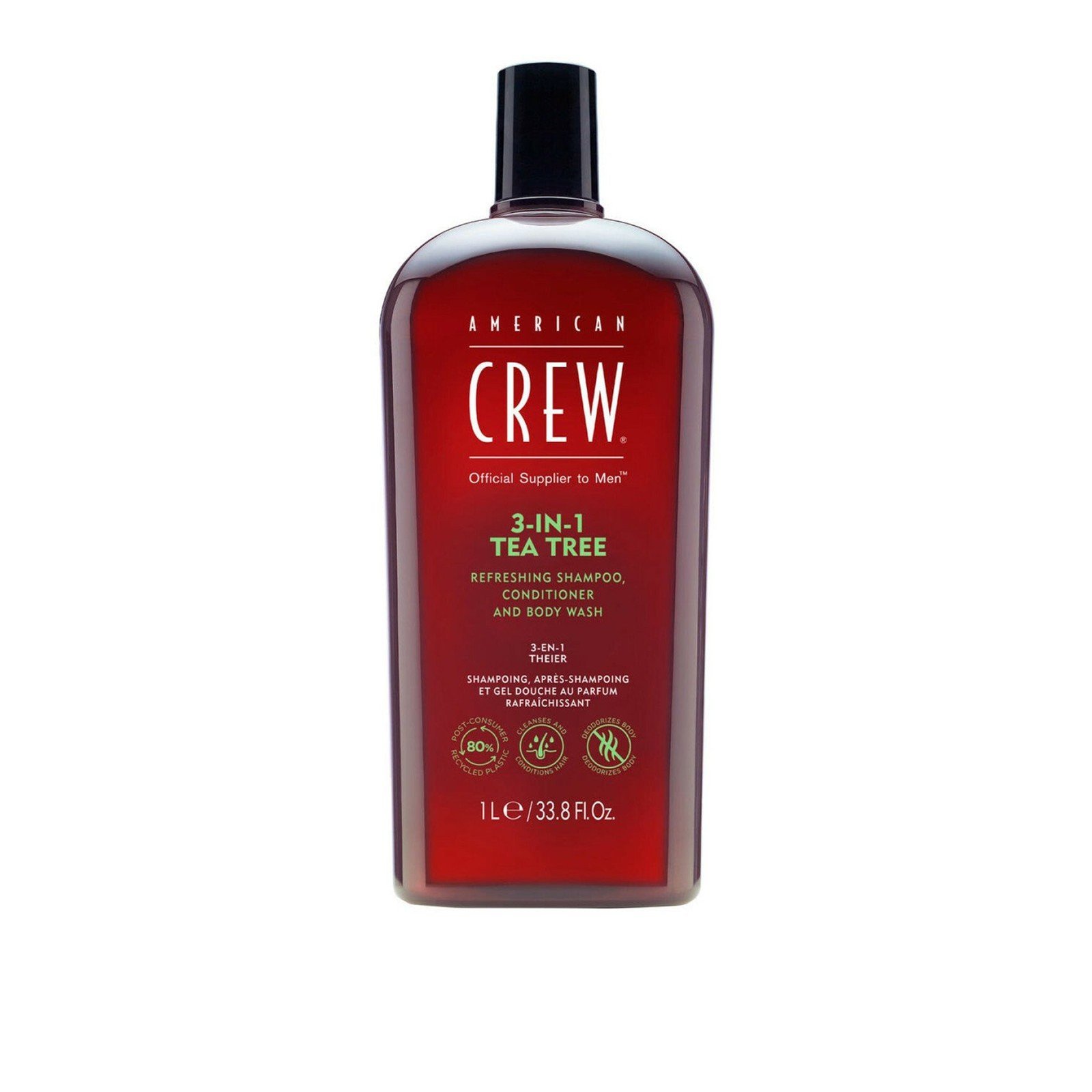 American Crew 3-In-1 Tea Tree Shampoo, Conditioner and Body Wash 1L (33.8floz)