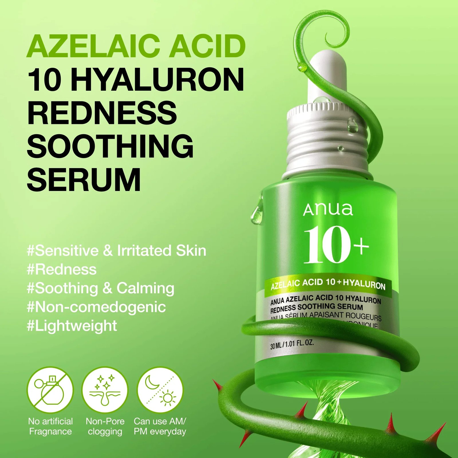 Anua Azelaic Acid 10 Hyaluron Redness Soothing Serum 30ml (1.01floz)