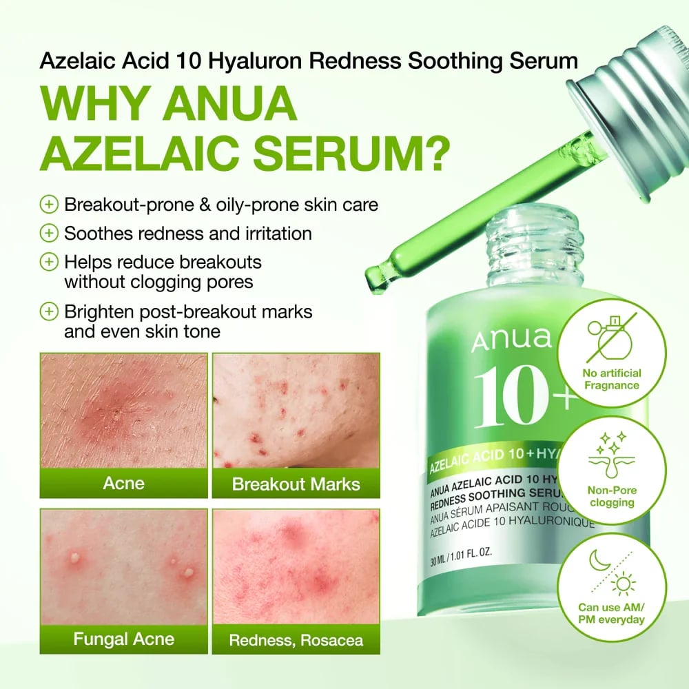 Anua Azelaic Acid 10 Hyaluron Redness Soothing Serum 30ml (1.01floz)
