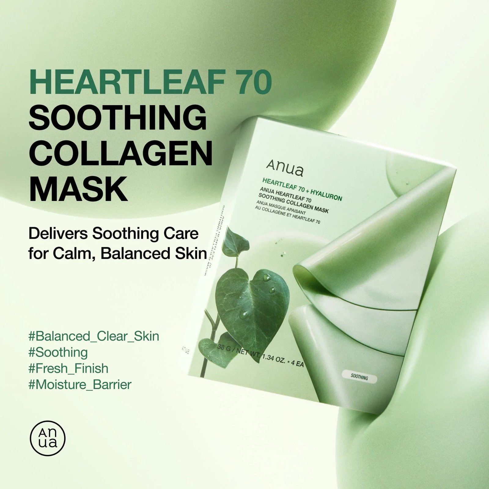 Anua Heartleaf 70 Soothing Collagen Mask x4