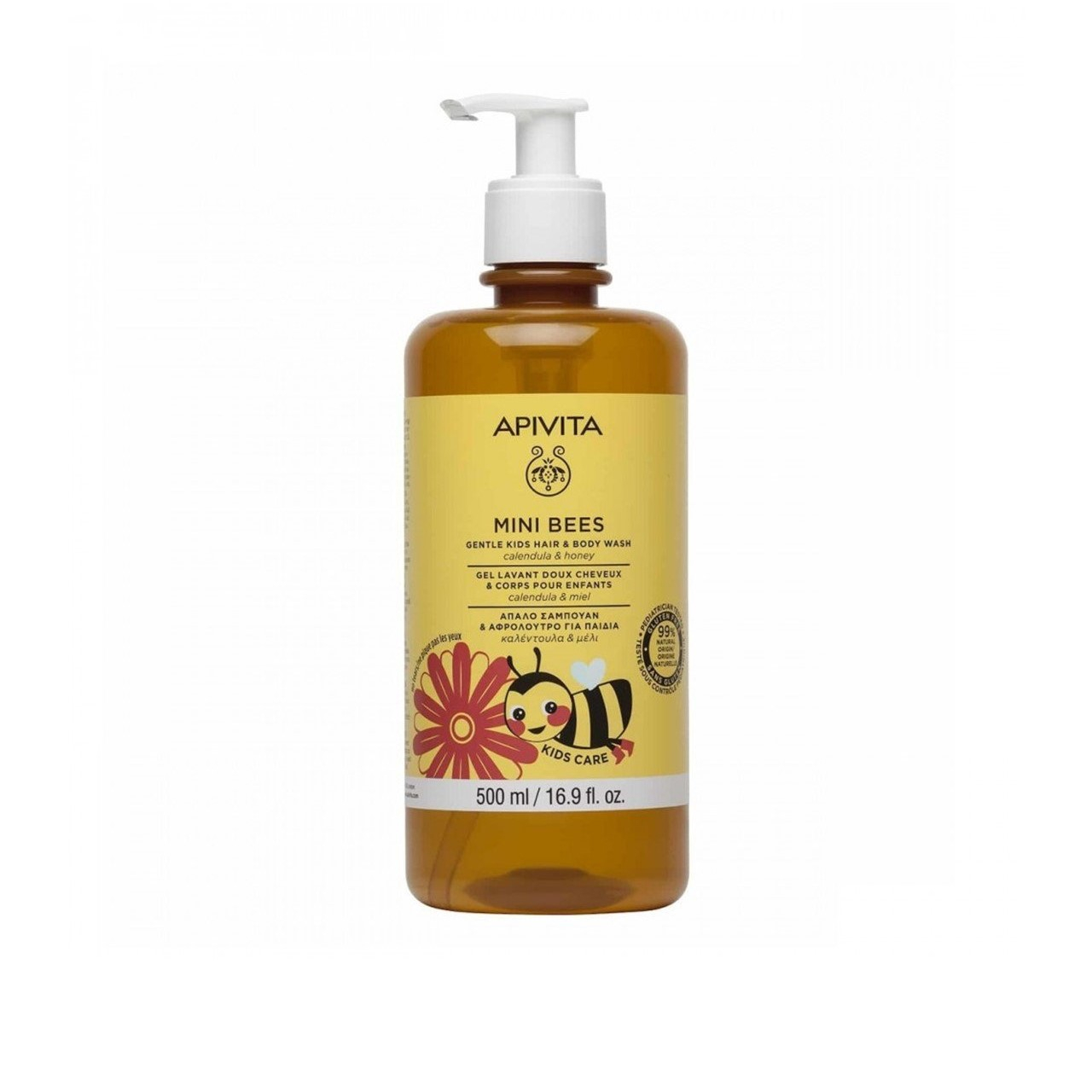 APIVITA Mini Bees Gentle Kids Hair & Body Wash Calendula & Honey 500ml (16.9floz)