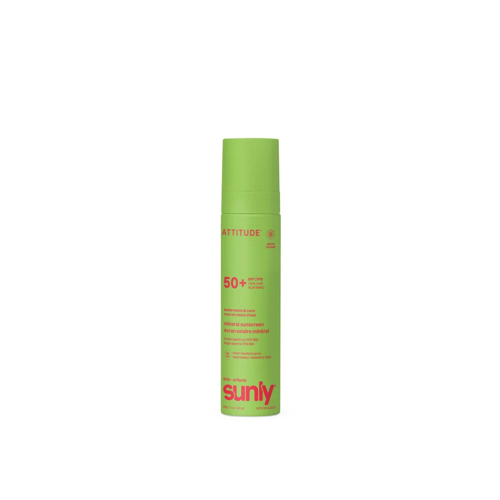 ATTITUDE Kids Sunly Mineral Sunscreen Spray Watermelon & Coco SPF50 75ml