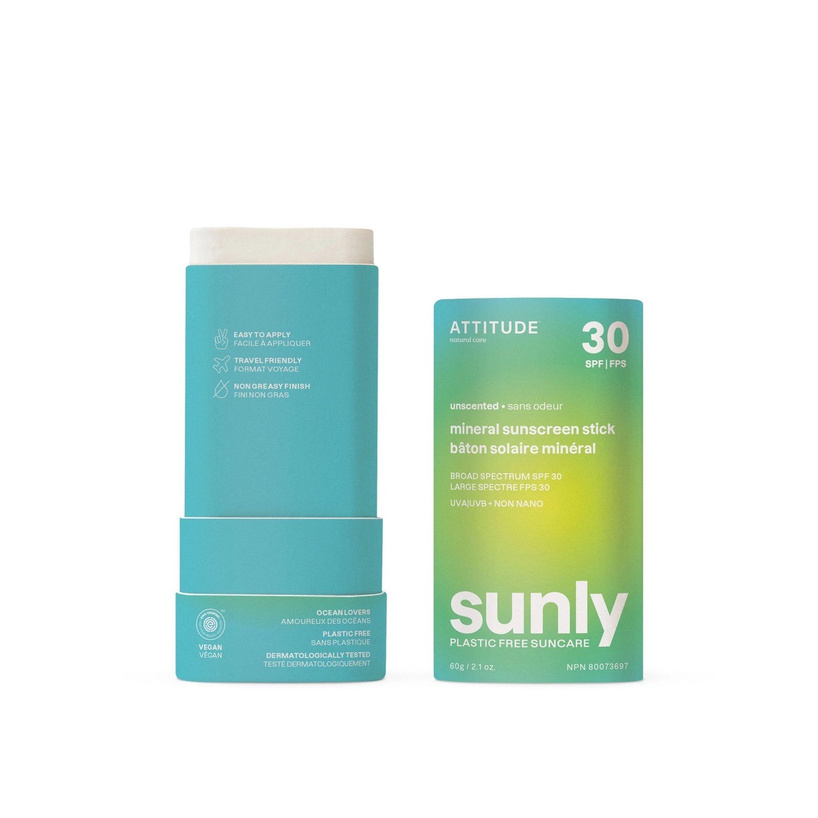 ATTITUDE Sunly Mineral Solkrem Stift SPF30 Uparfymert 60g