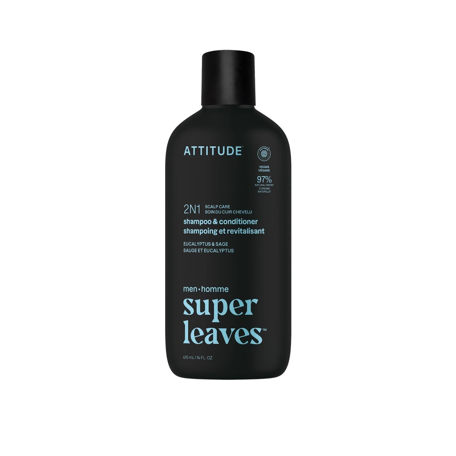 ATTITUDE Super Leaves Men 2-In-1 Shampoo & Spülung Kopfhautpflege Eukalyptus & Salbei 415ml