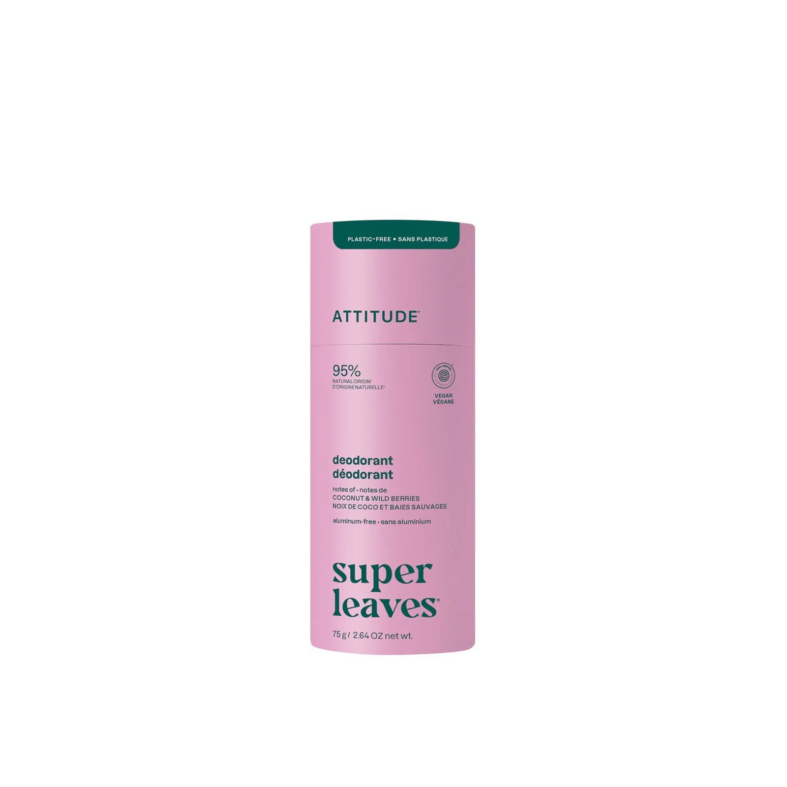 ATTITUDE Super Leaves Deodorant Plastic-Free Coconut & Wild Berries 75g