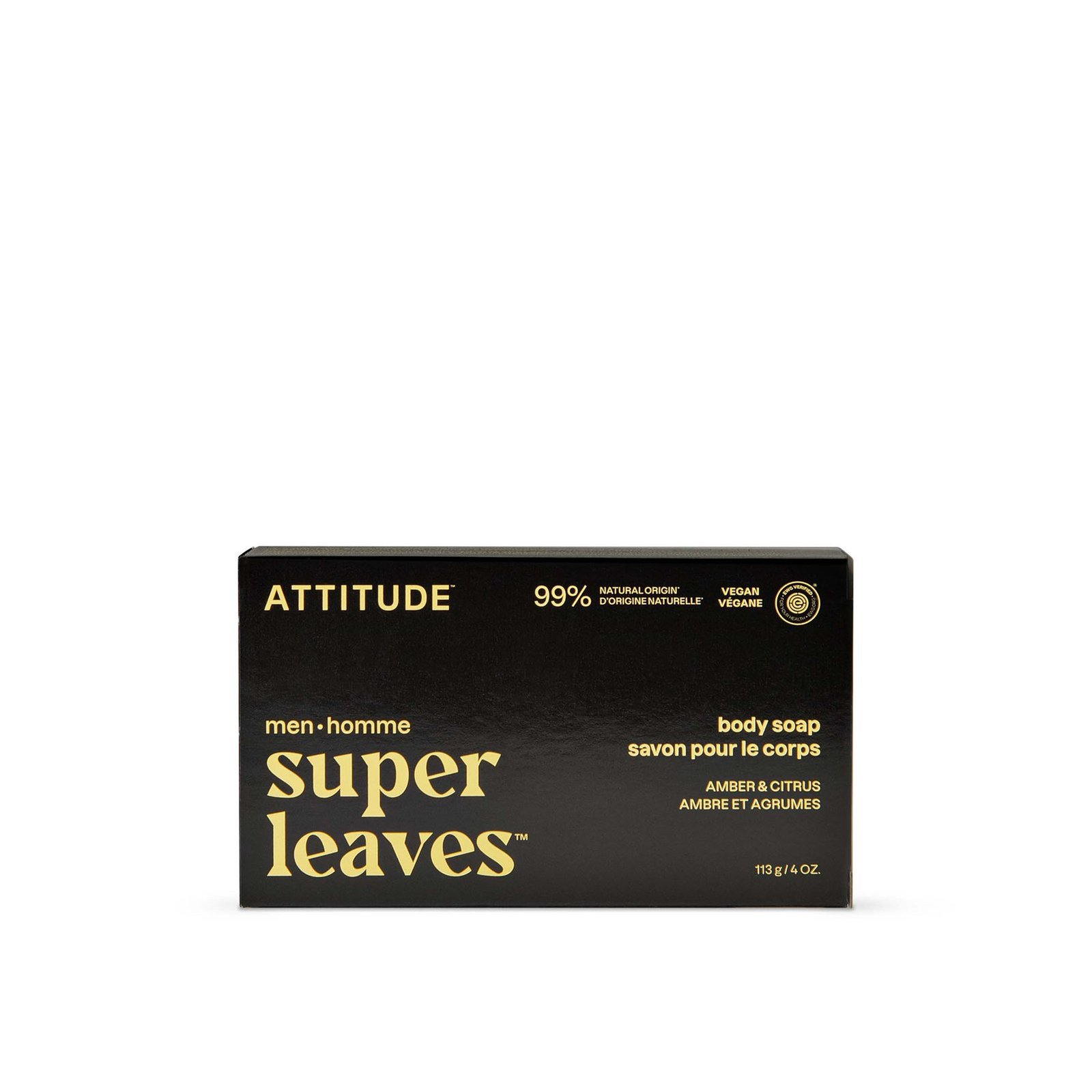 ATTITUDE Super Leaves Men Body Soap Amber & Citrus 113g