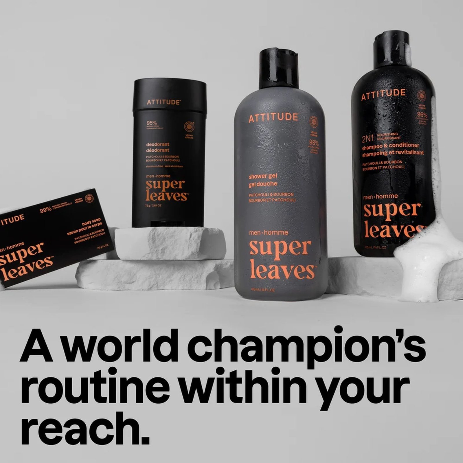 ATTITUDE Super Leaves Men Body Soap Patchouli & Bourbon 113g