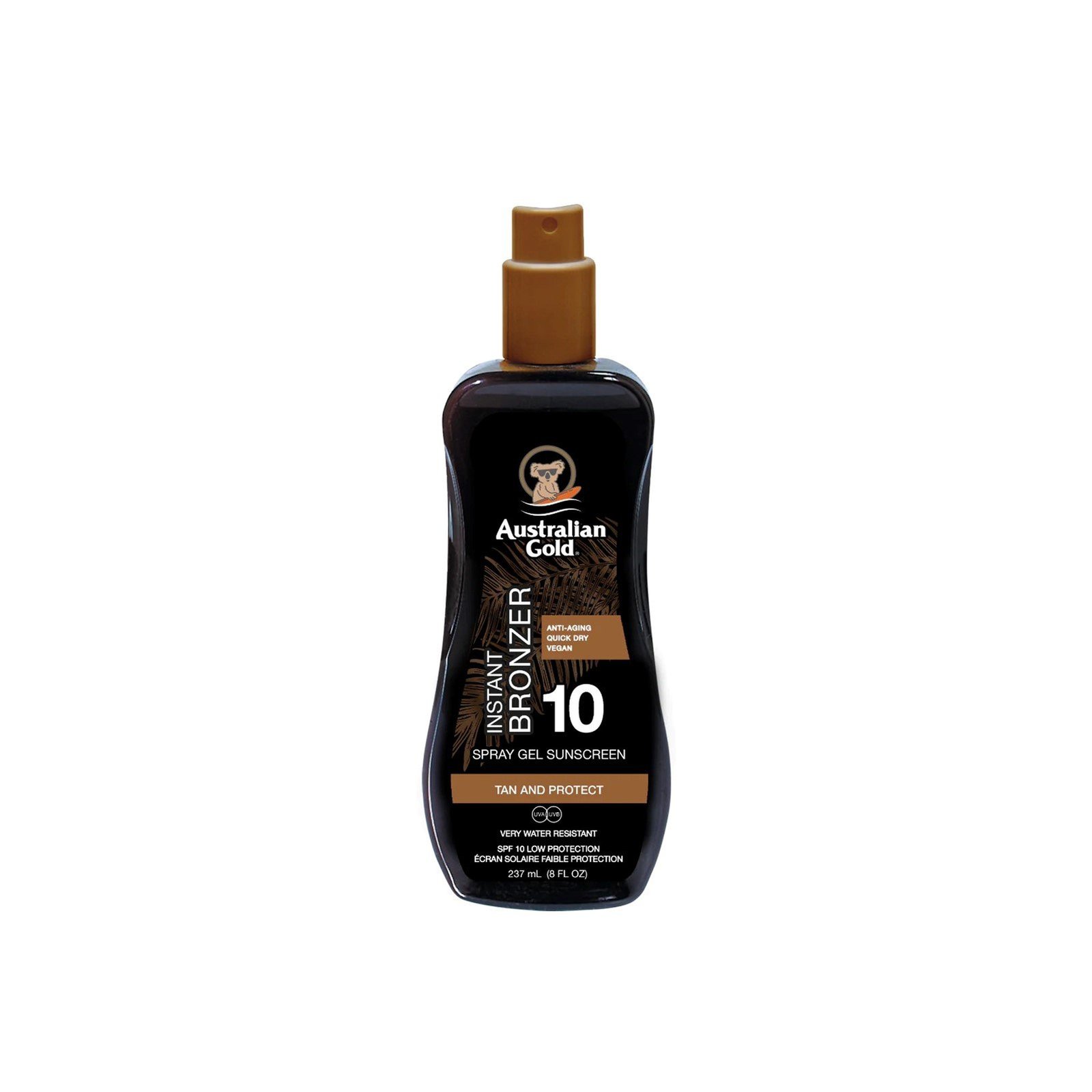 Australian Gold Instant Bronzer Spray Gel Sunscreen SPF10 237ml