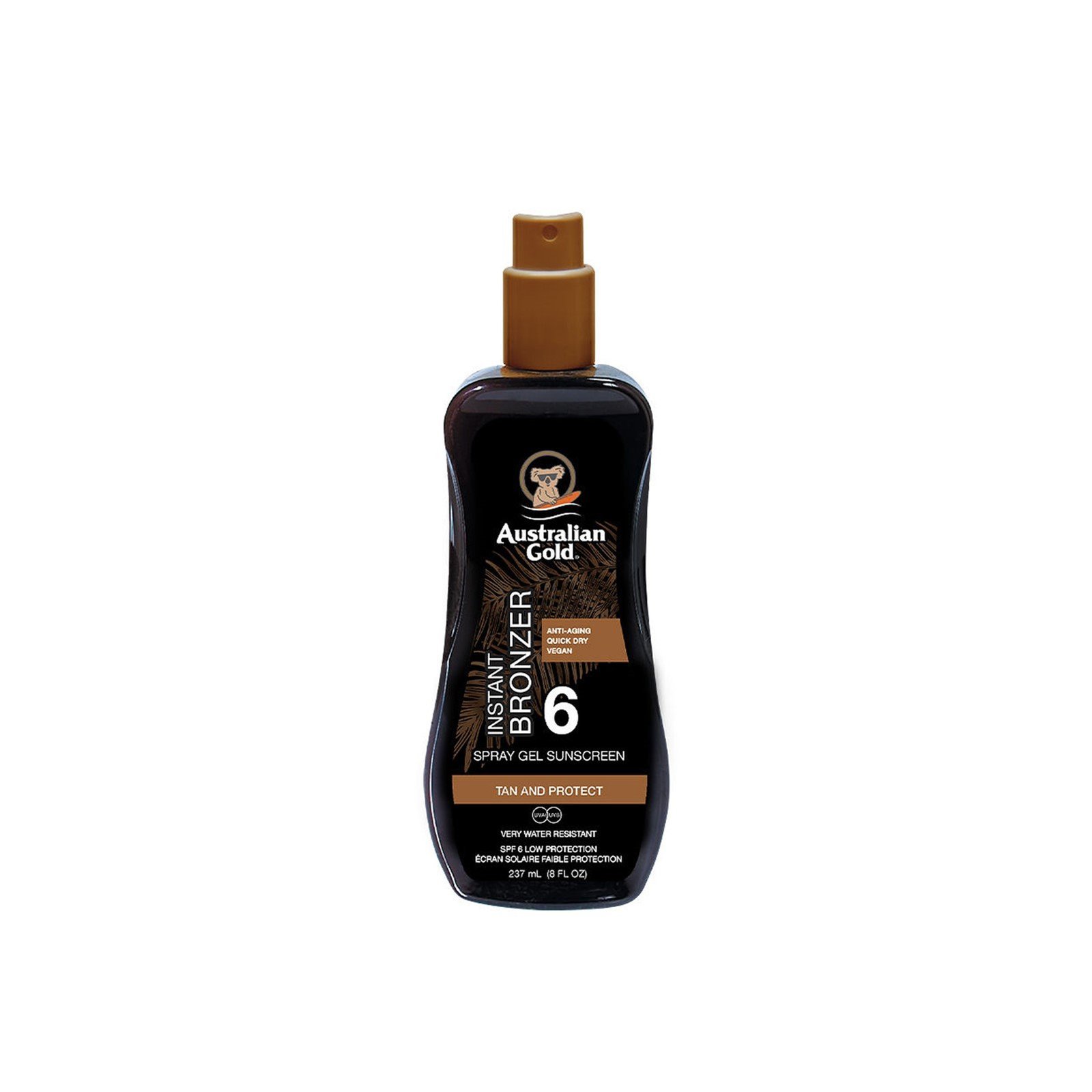 Australian Gold Instant Bronzer Spray Gel Sunscreen SPF6 237ml