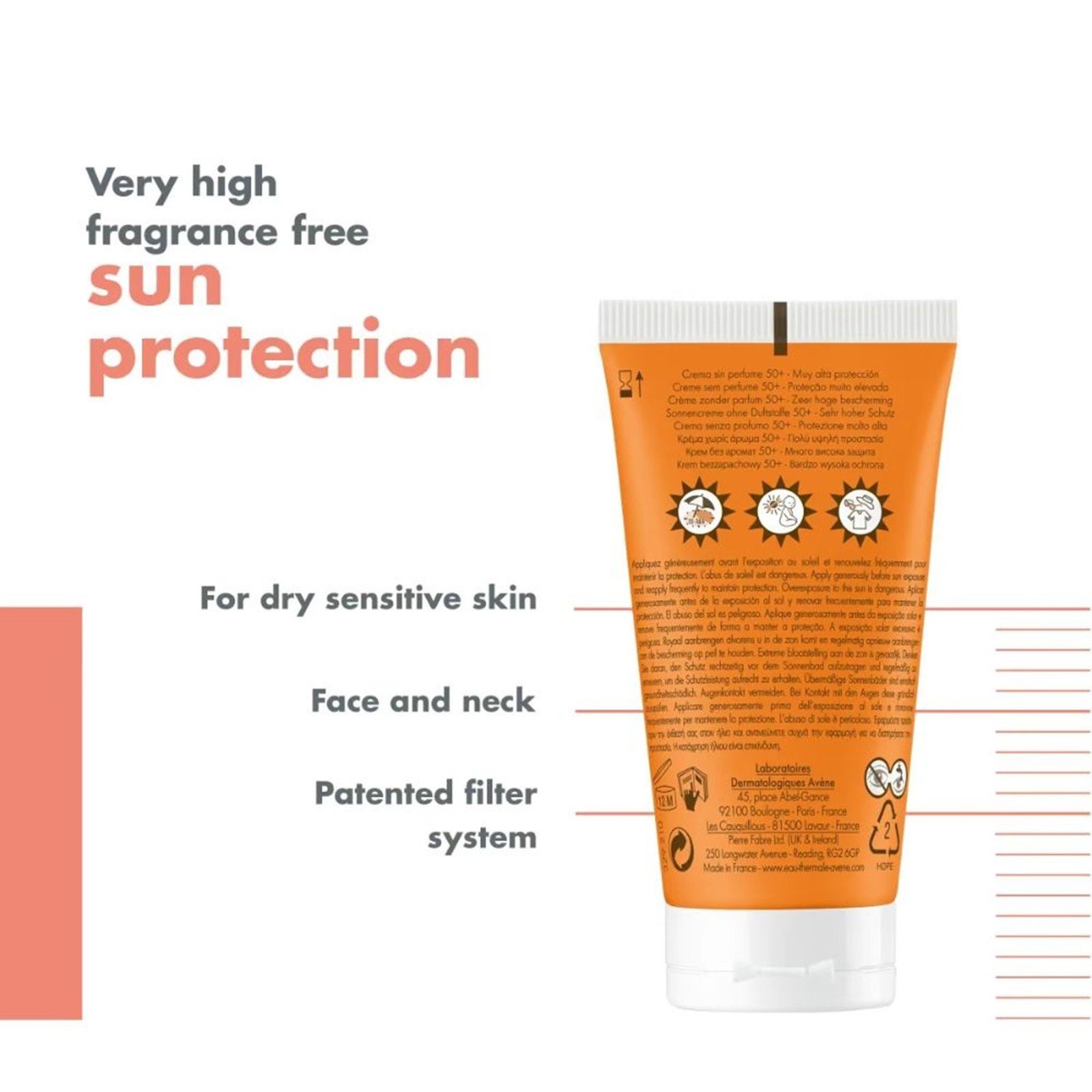 Avène Sun Creme Muito Alta Proteção Sem Perfume SPF50+ Protetor Solar 50ml