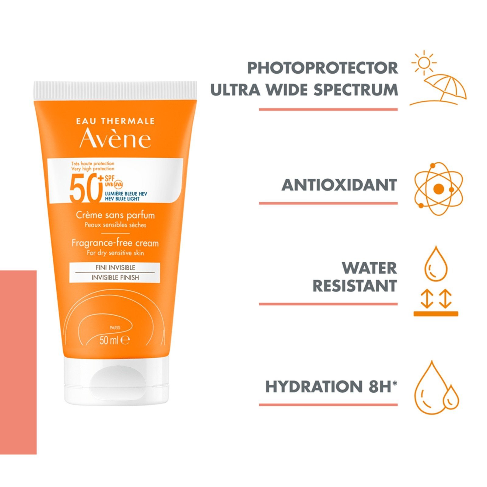 Avène Sun Creme Muito Alta Proteção Sem Perfume SPF50+ Protetor Solar 50ml