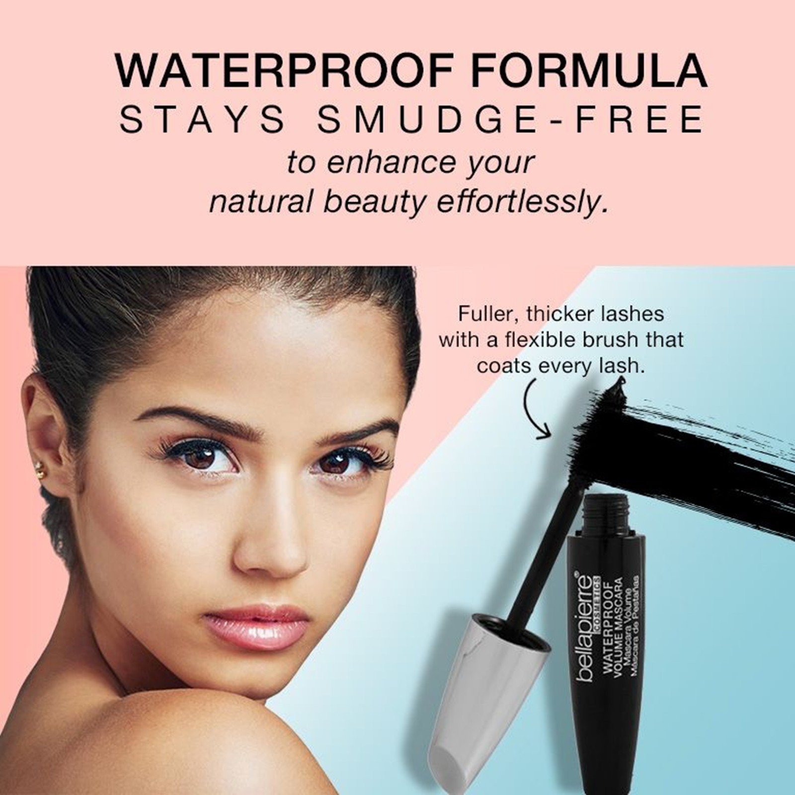 Bellapierre Cosmetics Máscara De Pestañas Voluminizadora Negra Resistente Al Agua 9ml