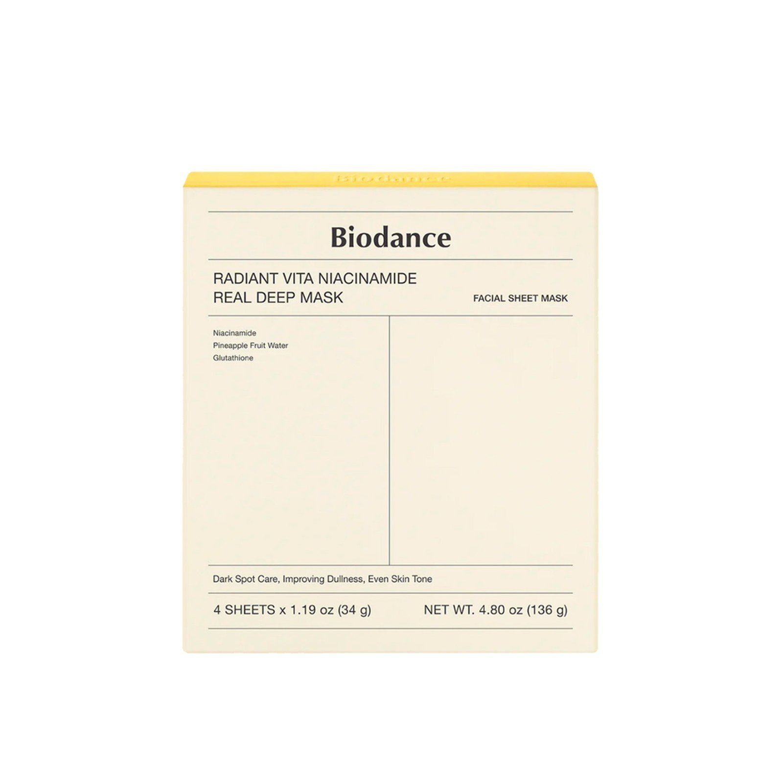 Biodance Radiant Vita Niacinamide Real Deep Mask x4
