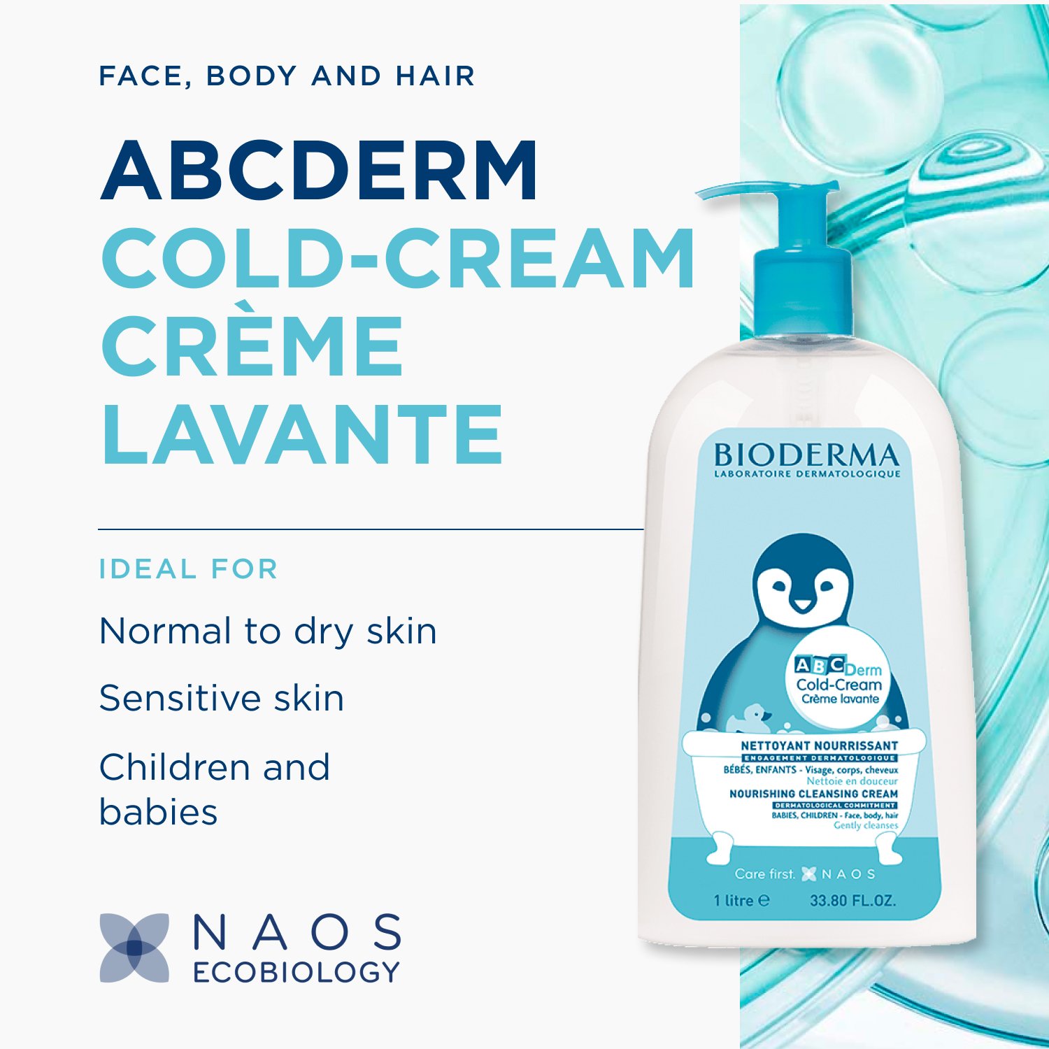 Bioderma ABCDerm Cold-Cream كريم منظف مغذٍّ 1L