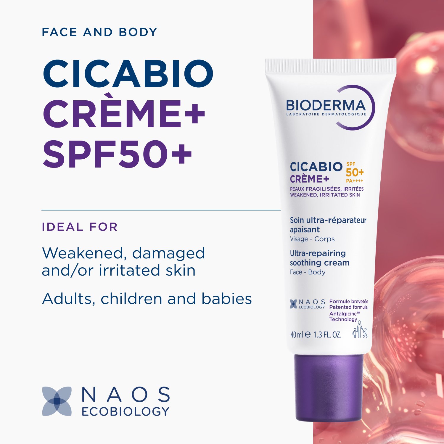 Bioderma Cicabio Crème+ Ultra-Repairing Soothing Cream SPF50+ 40ml