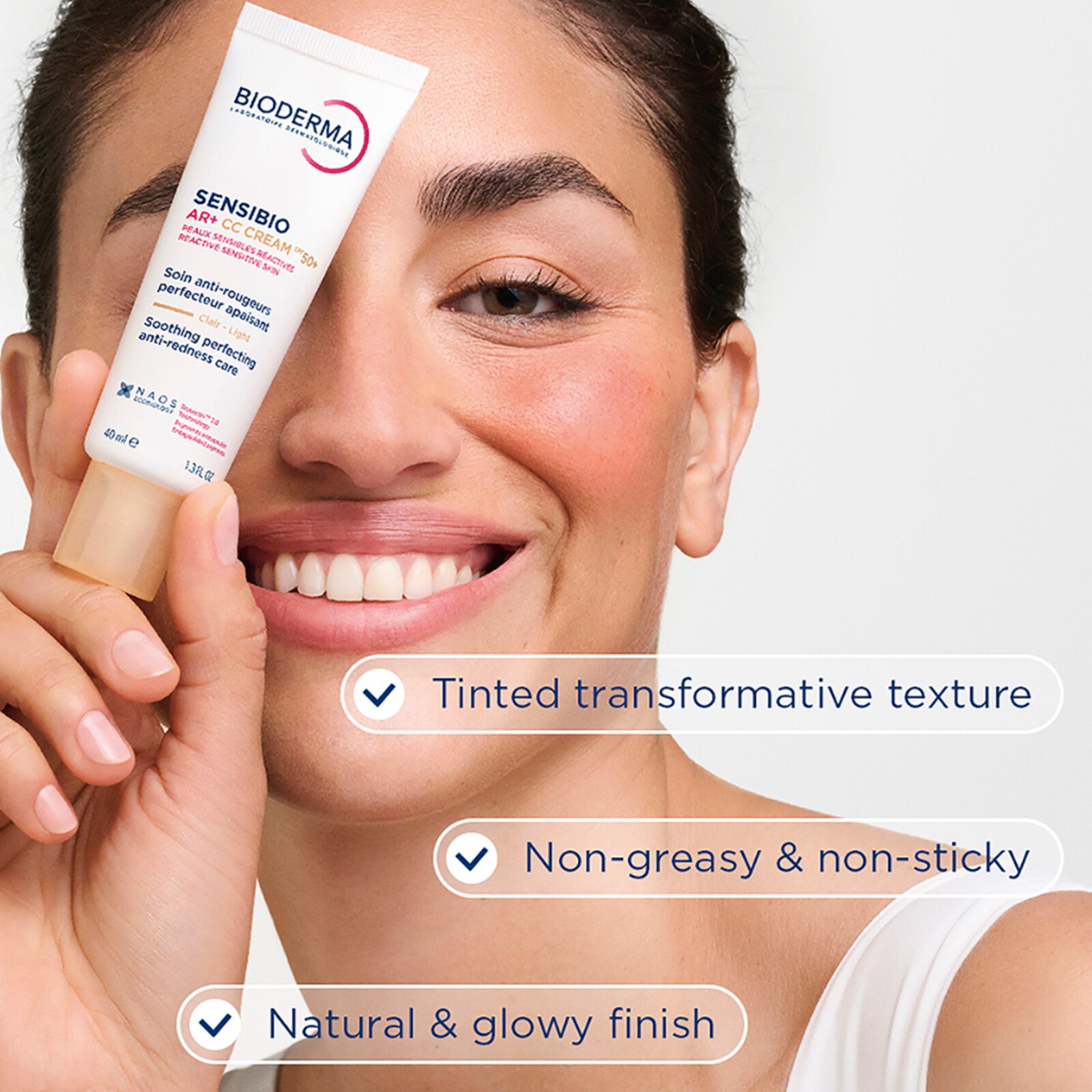 Bioderma Sensibio AR+ CC Krēms Nomierinošs Pilnveidojošs Kopums Pret Apsārtumu SPF50+ 40ml