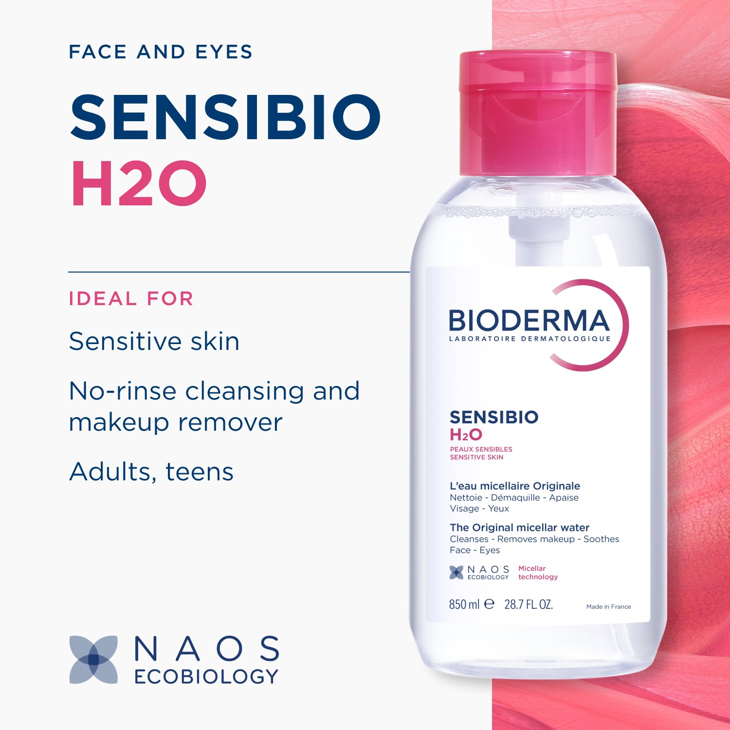 Bioderma Sensibio H2O The Original Micellar Water Pump Reverse 850ml