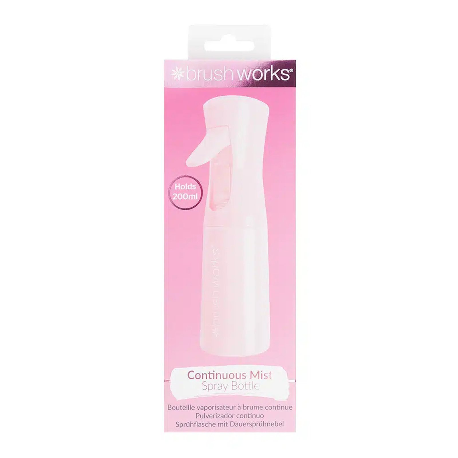 Brushworks Continuous Mist Spray Bottle Pink 200ml