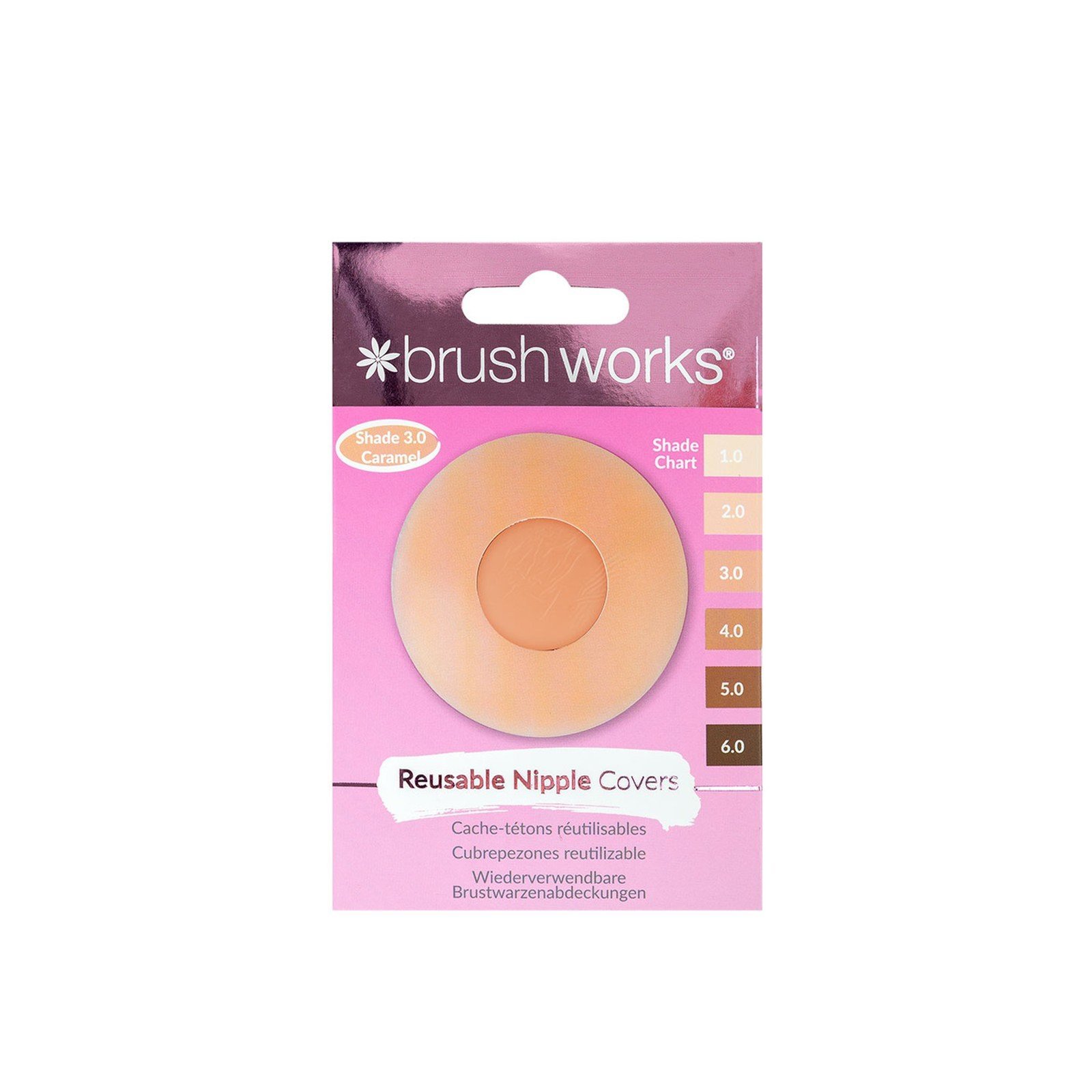 Brushworks Επαναχρησιμοποιήσιμα Καλύμματα Θηλών Σιλικόνης 3.0 Caramel x1 Ζευγάρι