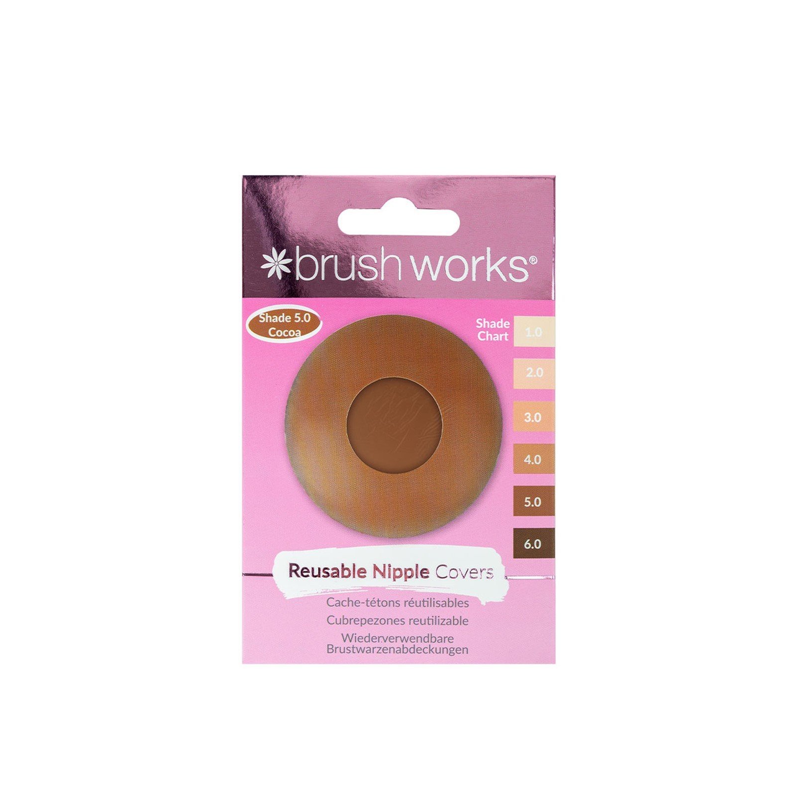 Brushworks Coques Réutilisables en Silicone pour Mamelons 5.0 Cocoa x1 Paire