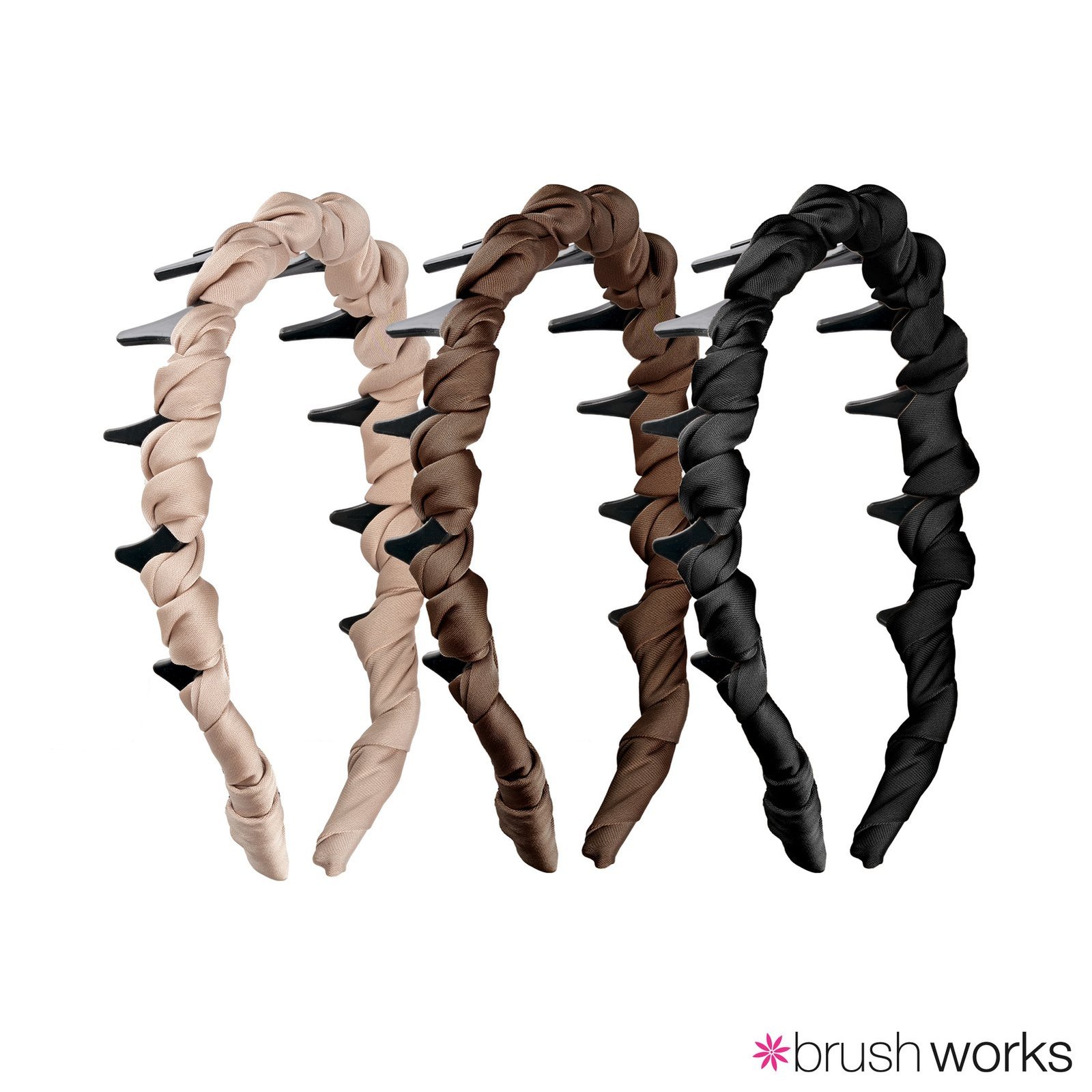 Brushworks عصابات رأس بنقشة الزيجزاج والشريط ×3